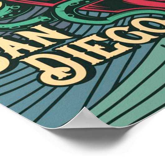 Fang den Wellentopus | Vintages Design Poster (Ecke)