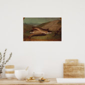 Fang der Tagesforelle am Ufer Poster (Küche)