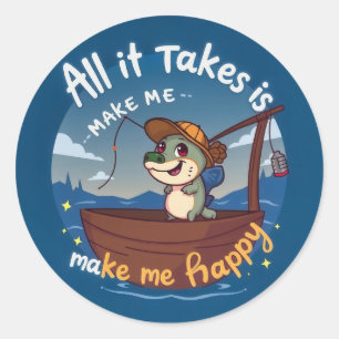 Fang des Glücks: Ein Whimsical Fish Adventure Runder Aufkleber