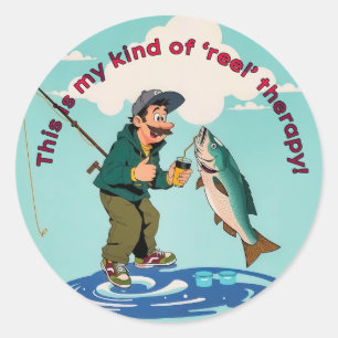 Fang des Tages: Der Triumph eines Anglers Runder Aufkleber