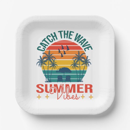Fang die Wave Summer Vibes Pappteller (Vorderseite)