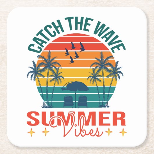 Fang die Wave Summer Vibes Rechteckiger Pappuntersetzer (Vorderseite)