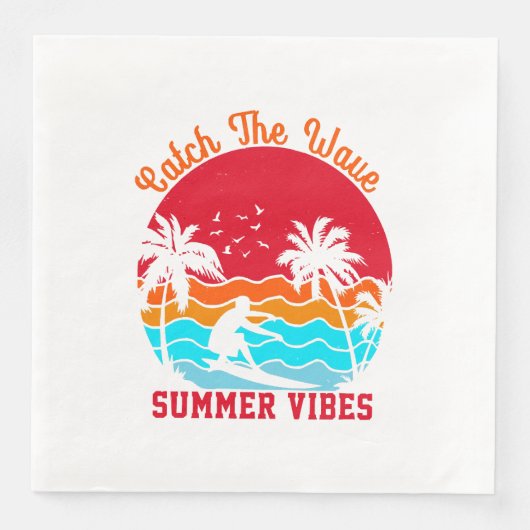 Fang die Wave Summer Vibes Serviette (Vorderseite)