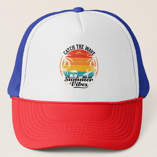 Fang die Wave Summer Vibes Truckerkappe (Vorderseite)