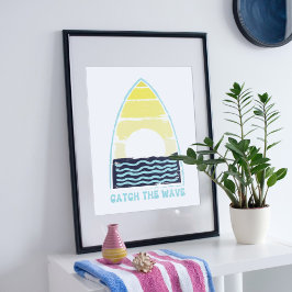 Fang die Welle. Sommerzeitgestaltung. Poster