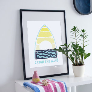 Fang die Welle. Sommerzeitgestaltung. Poster