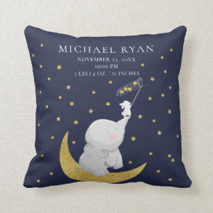 Fang ein Star Elephant Baby Birth Stats Pillow Kissen
