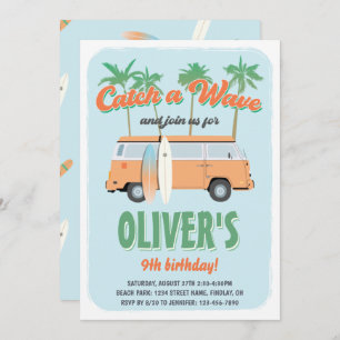 Fang eine Geburtstagsparty eines Wellenreiters, je Einladung