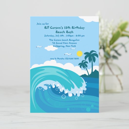 Fang eine Welleneinladung Einladung (Stehend Vorderseite)