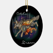 Fang einen Traum, Dreamcatcher Wolf~ornament Keramik Ornament (Rechts)