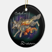 Fang einen Traum, Dreamcatcher Wolf~ornament Keramik Ornament (Links)