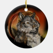 Fang einen Traum, Dreamcatcher Wolf~ornament Keramik Ornament (Hinten)