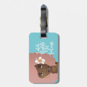 Fang Flug nicht Gefühle, Blume Rosa Afro, Blau Gepäckanhänger (Rückseite vertikal)