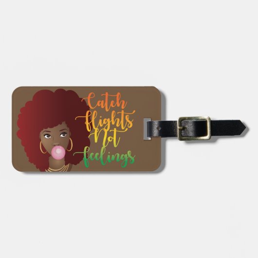 Fang Flug nicht Gefühle Red Afro Bubblegum Brown Gepäckanhänger (Vorderseite horizontal)