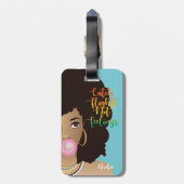 Fang Flug Nicht Gefühle, Schwarze Frau, Kaugummi, Gepäckanhänger (Rückseite vertikal)