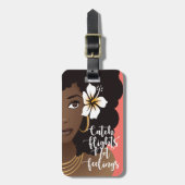 Fang Flüge nicht Gefühle, Schwarze Frau mit Blume Gepäckanhänger (Vorderseite vertikal)