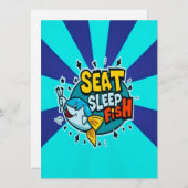 Fang Spaß mit dem Sleep-Fisch Einladung (Vorne/Hinten)