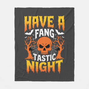 Fang-Tastische Nacht Halloween-Totenkopf und Flede Fleecedecke
