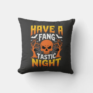 Fang-Tastische Nacht Halloween-Totenkopf und Flede Kissen