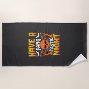 Fang-Tastische Nacht Halloween-Totenkopf und Flede Strandtuch
