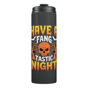 Fang-Tastische Nacht Halloween-Totenkopf und Flede Thermosbecher