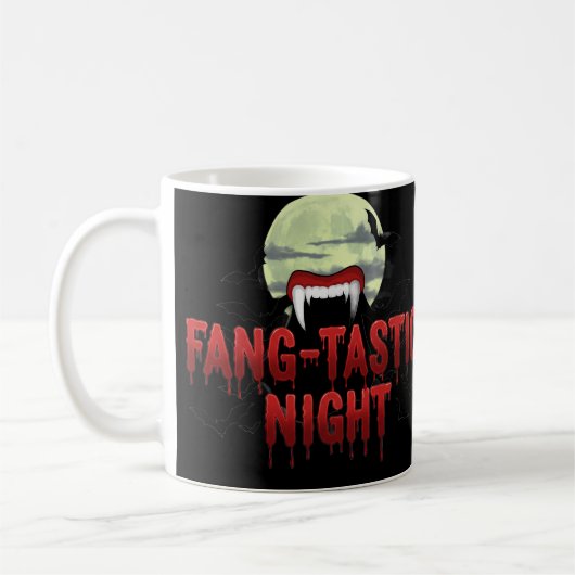 Fang-tastische Nacht - Vampirfangs & Bat Halloween Kaffeetasse (Links)