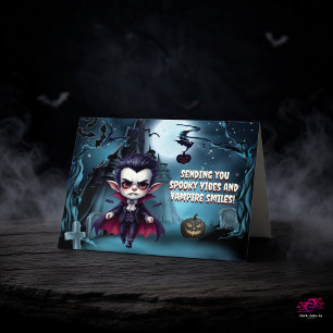 Fang-Tastisches Halloween Süßer Vampir Feiertagskarte