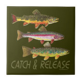 Fang und Freigabe von Forellen Fliese (Vorderseite)