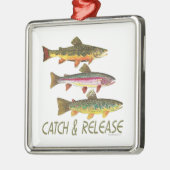 Fang und Freigabe von Forellen Ornament Aus Metall (Links)