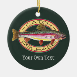 Fang und Freigabe von Regenbogenforellen Keramikornament