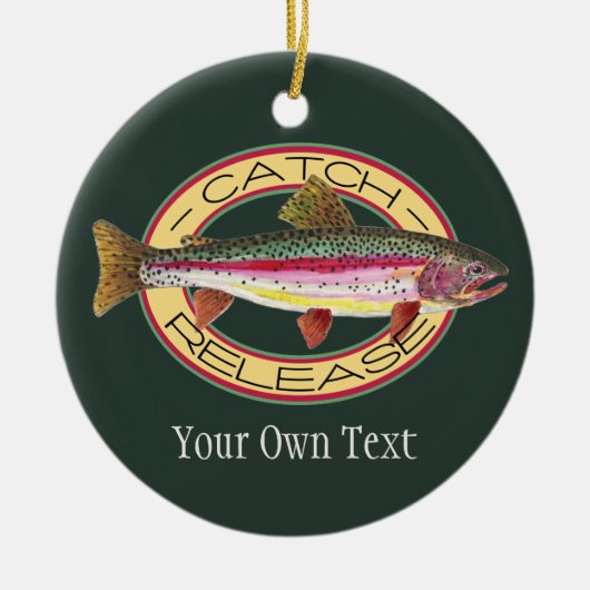 Fang und Freigabe von Regenbogenforellen Keramikornament (Vorne)