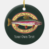 Fang und Freigabe von Regenbogenforellen Keramikornament (Hinten)