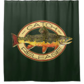 Fang und Freilassung der Bachforellen Duschvorhang (Vorderseite)