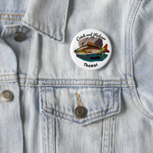 Fang und Freisetzung brauner Forellen in natürlich Button