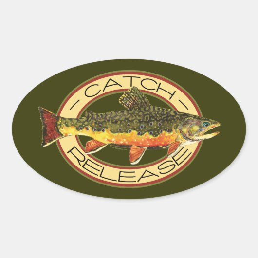 Fang- und Freisetzungsfischerei Ovaler Aufkleber (Vorderseite)