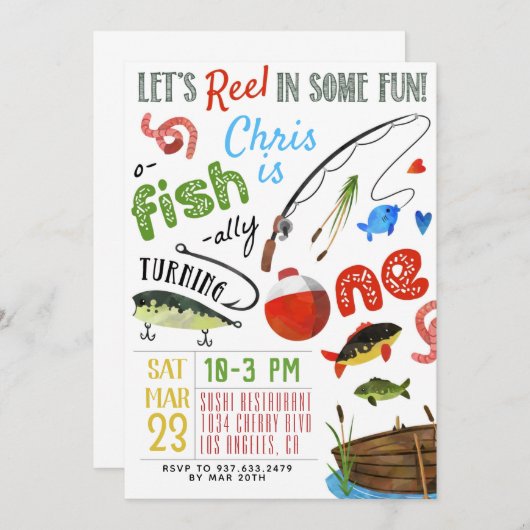 Fang zum ersten Geburtstag Einladung (Vorne/Hinten)