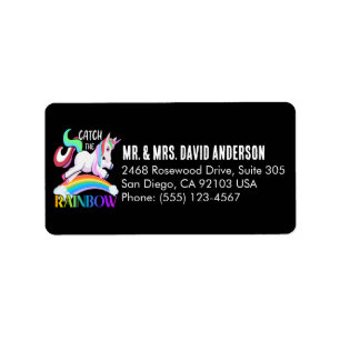 Fange das Regenbogen-Einhorn-Design Adressaufkleber