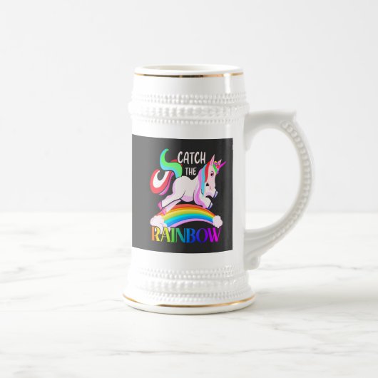 Fange das Regenbogen-Einhorn-Design Bierglas (Rechts)
