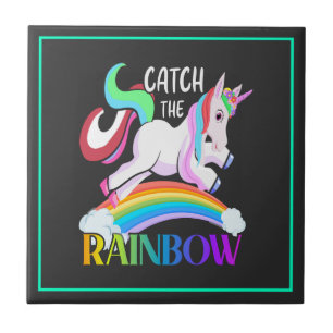 Fange das Regenbogen-Einhorn-Design Fliese