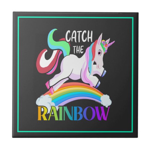 Fange das Regenbogen-Einhorn-Design Fliese (Vorderseite)
