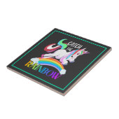 Fange das Regenbogen-Einhorn-Design Fliese (Seite)
