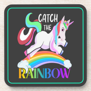Fange das Regenbogen-Einhorn-Design Getränkeuntersetzer