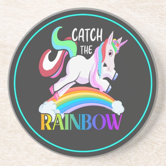 Fange das Regenbogen-Einhorn-Design Getränkeuntersetzer (Vorne)