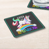 Fange das Regenbogen-Einhorn-Design Rechteckiger Pappuntersetzer (angewinkelt)