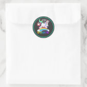 Fange das Regenbogen-Einhorn-Design Runder Aufkleber (Tasche)