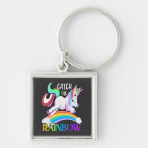 Fange das Regenbogen-Einhorn-Design Schlüsselanhänger