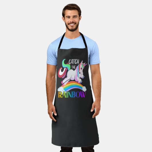 Fange das Regenbogen-Einhorn-Design Schürze (Getragen)