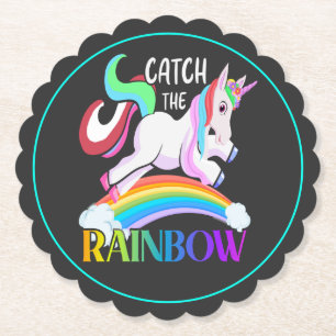 Fange das Regenbogen-Einhorn-Design Untersetzer