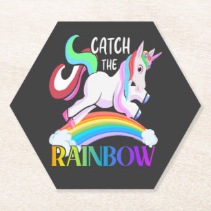 Fange das Regenbogen-Einhorn-Design Untersetzer