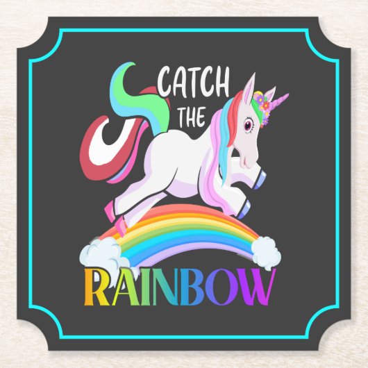 Fange das Regenbogen-Einhorn-Design Untersetzer (Vorderseite)
